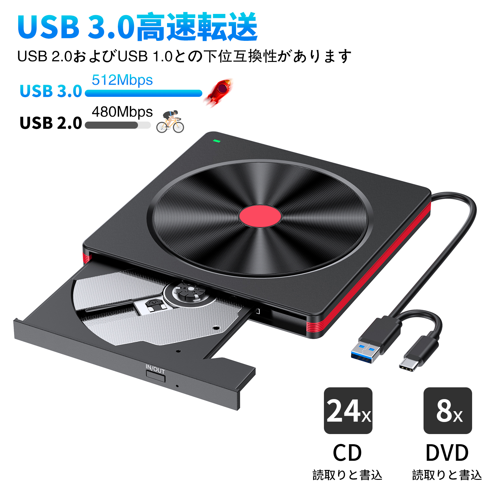 External CD DVD Drive USB 3.0 USB C DVD ROM External Drive Player